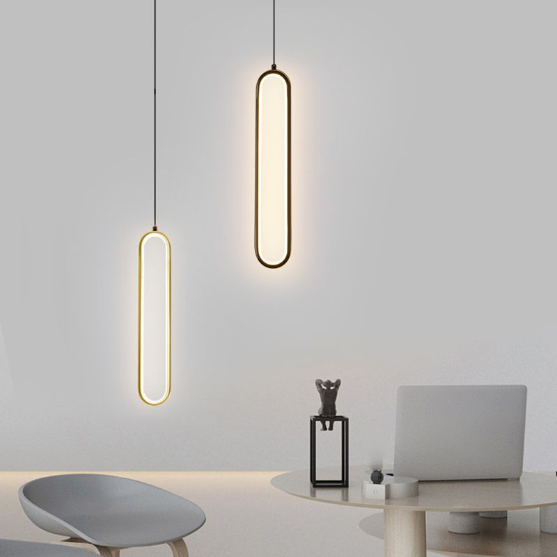 Oval Pendant Light Contemporary Style Metal Single Light Hanging Lamp