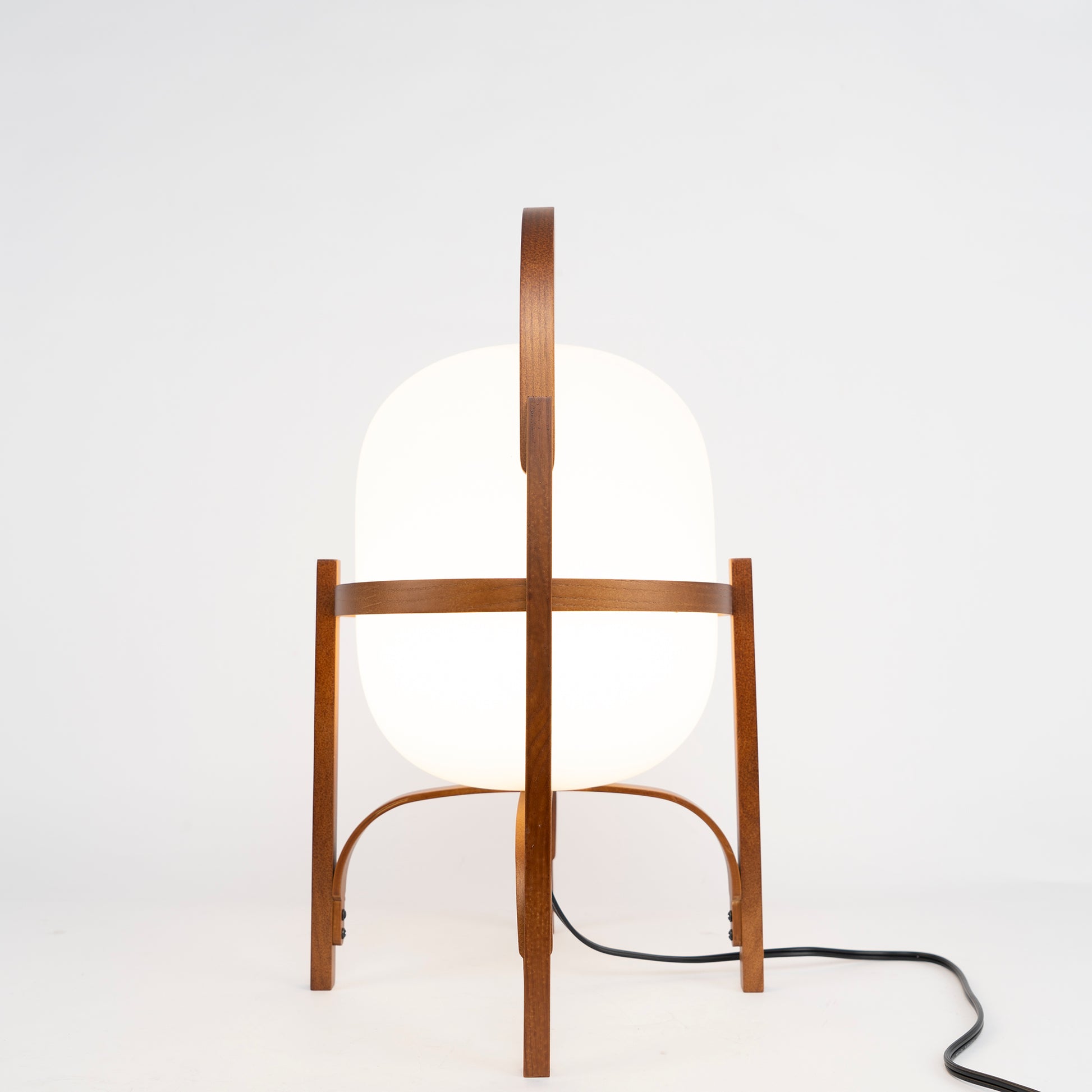 Japanese Natural Wood Base Glass Table lamp