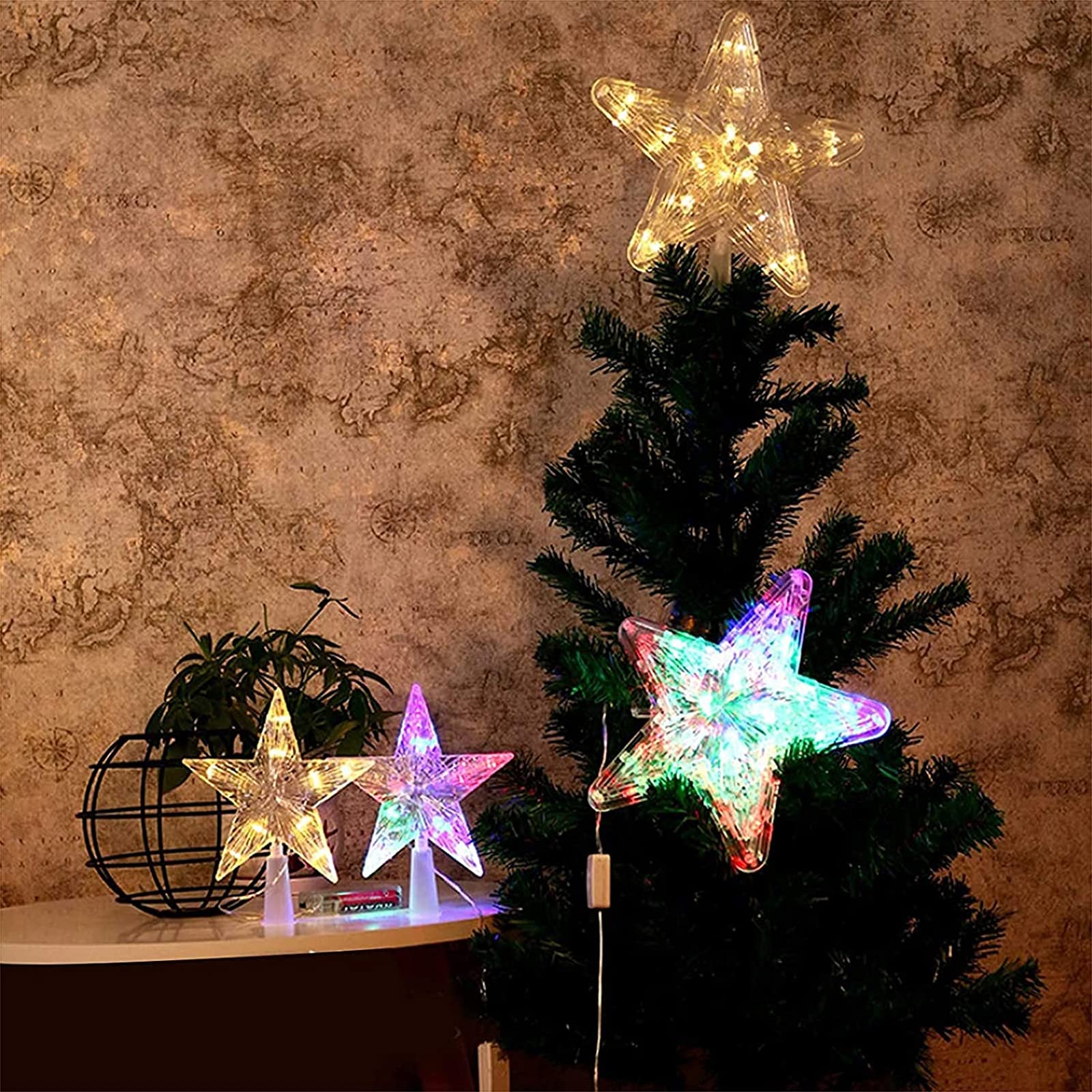 Christmas Tree Toppers Flash LED Star Decoration Light