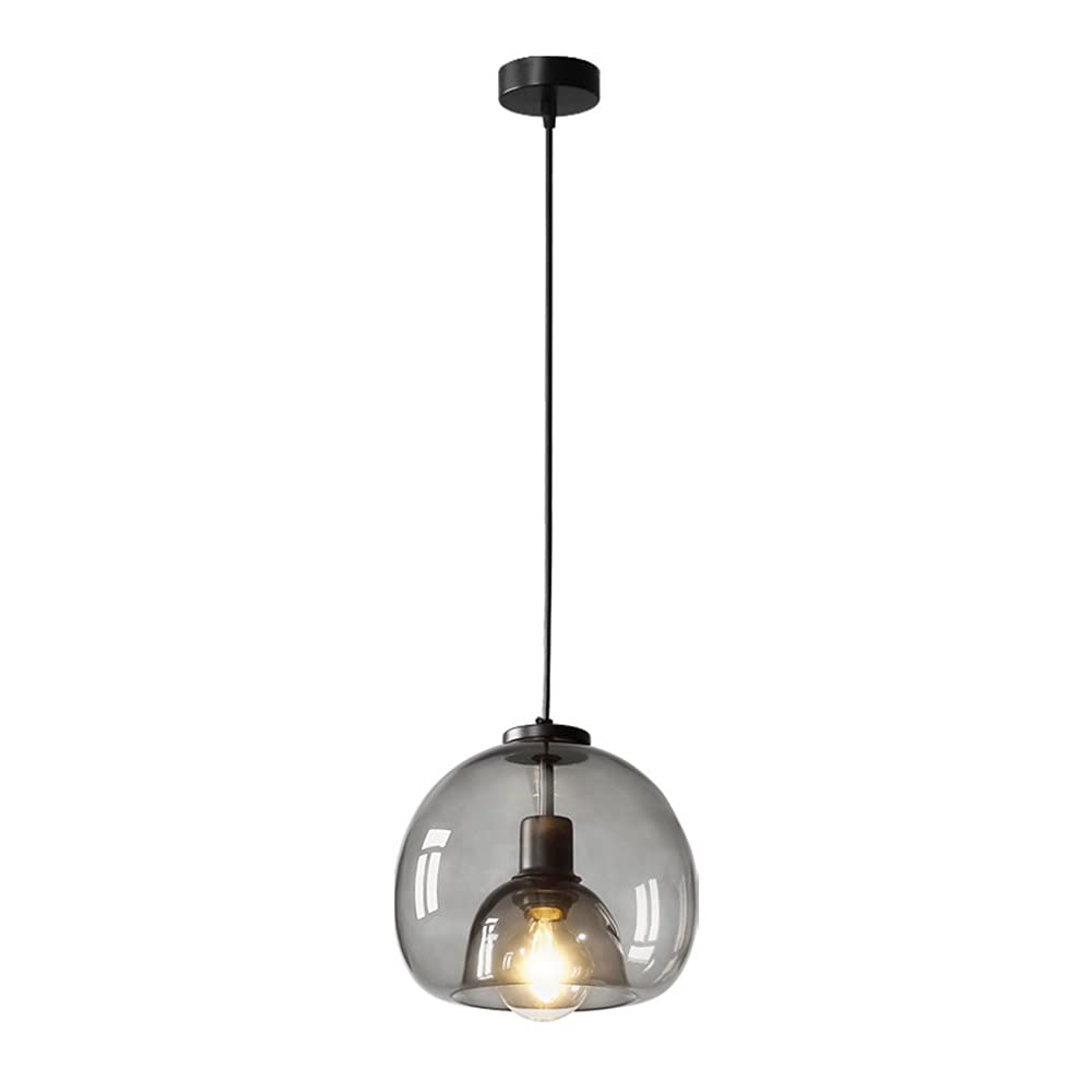 Modern Pendant Light Fixture with Smoky Grey Glass Shade