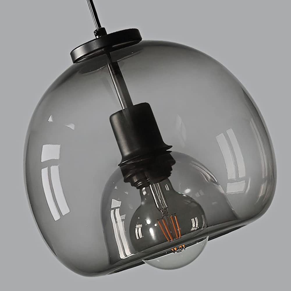 Modern Pendant Light Fixture with Smoky Grey Glass Shade