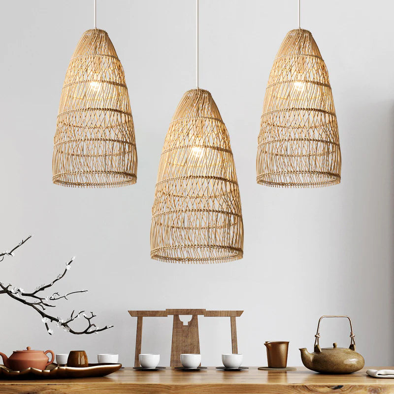 Natural Rattan Single Bell Pendant Lights