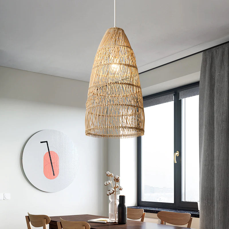 Natural Rattan Single Bell Pendant Lights