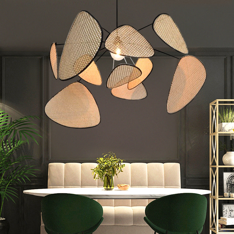 Retro Rattan Chandelier Handmade Pendant Lampshade