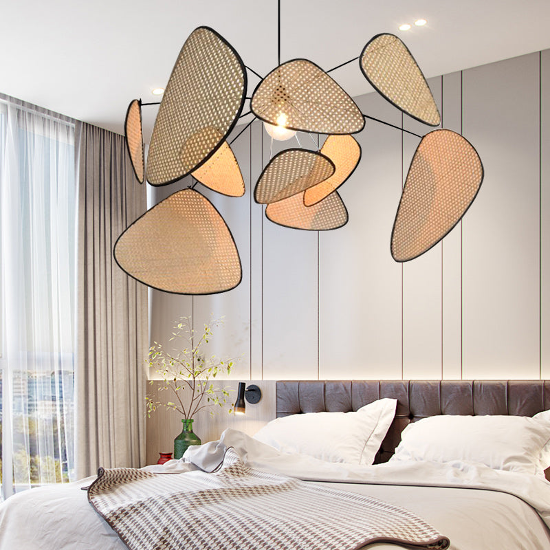 Retro Rattan Chandelier Handmade Pendant Lampshade