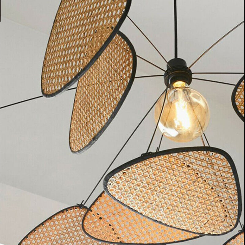 Retro Rattan Chandelier Handmade Pendant Lampshade