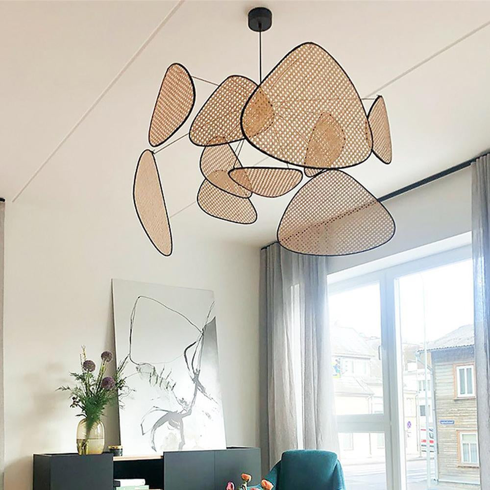 Retro Rattan Chandelier Handmade Pendant Lampshade