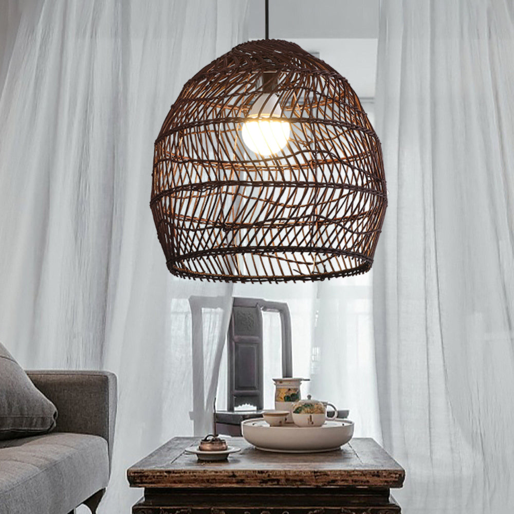 Basket Rattan Woven Pendant Light Shades Black