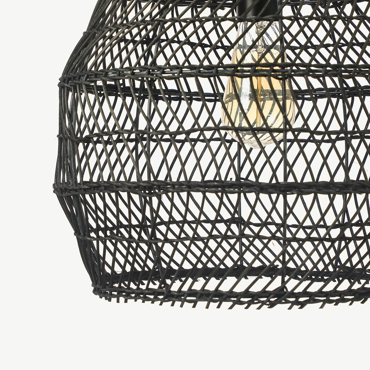 Basket Rattan Woven Pendant Light Shades Black