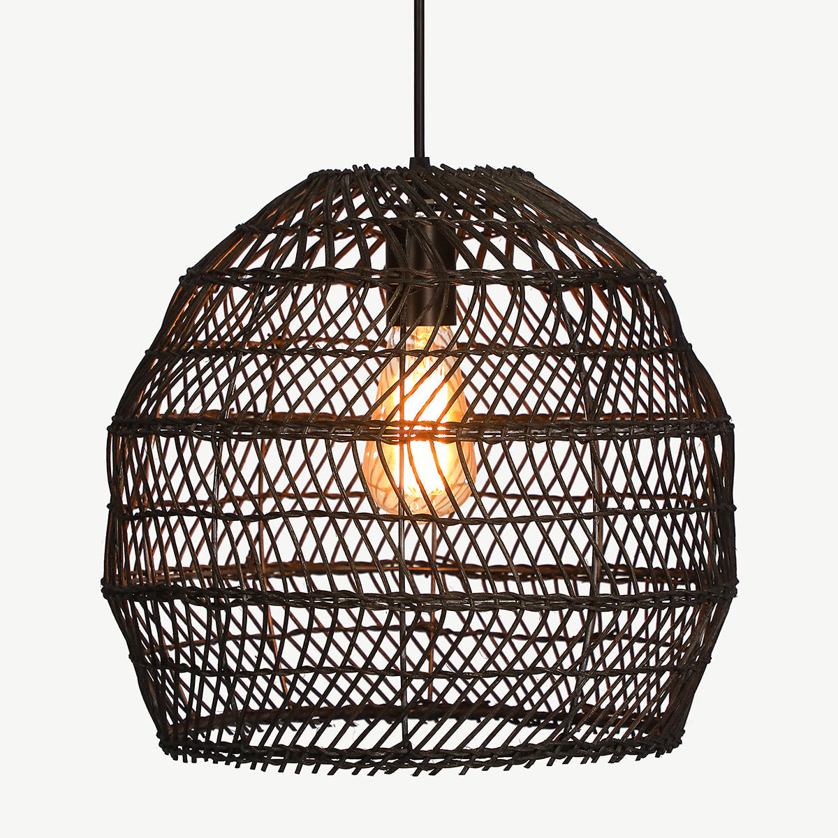 Basket Rattan Woven Pendant Light Shades Black