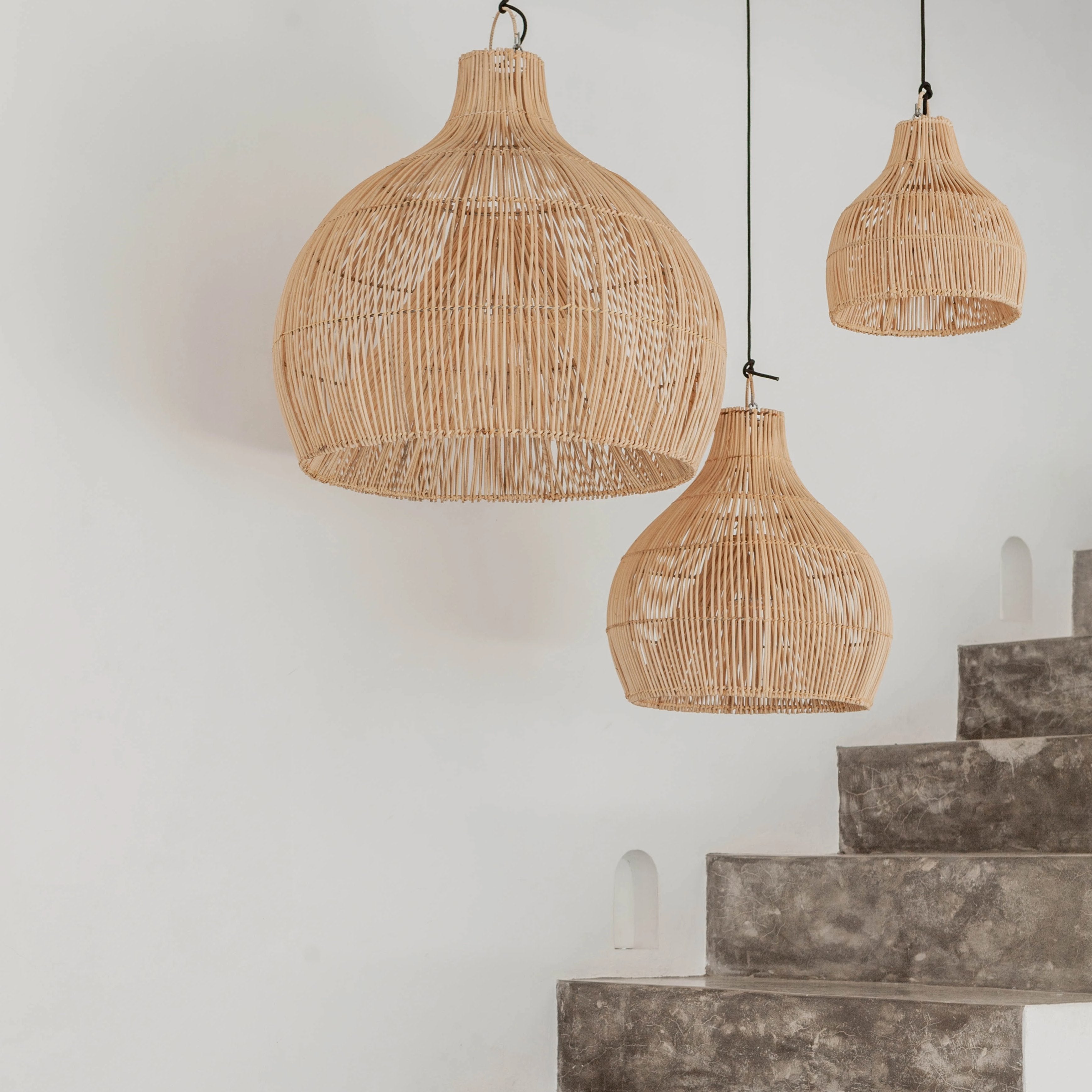 Boho Wicker Pendant Lighting Rattan Lampshade