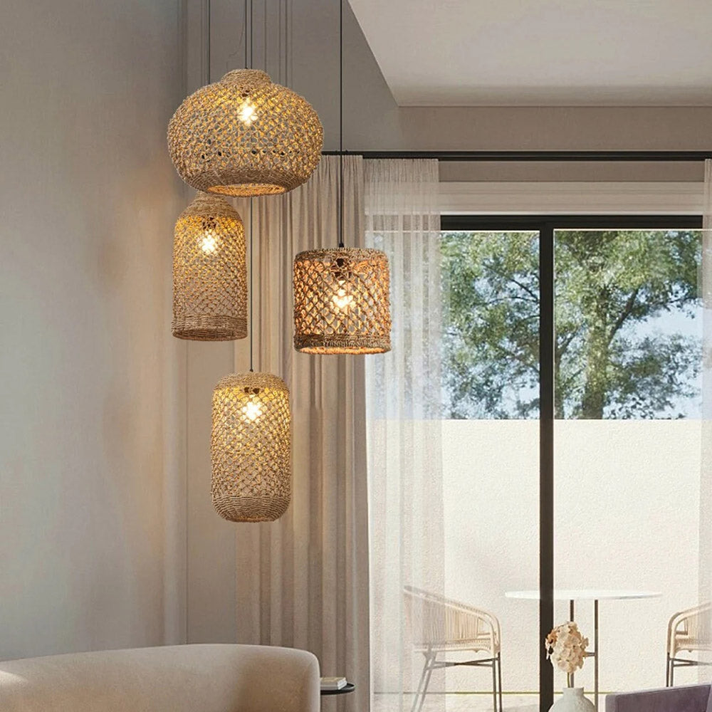 Natural Rattan Pastoral Style Pendant Light