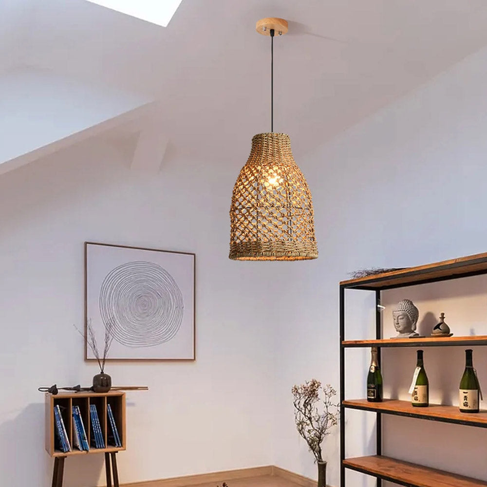 Natural Rattan Pastoral Style Pendant Light