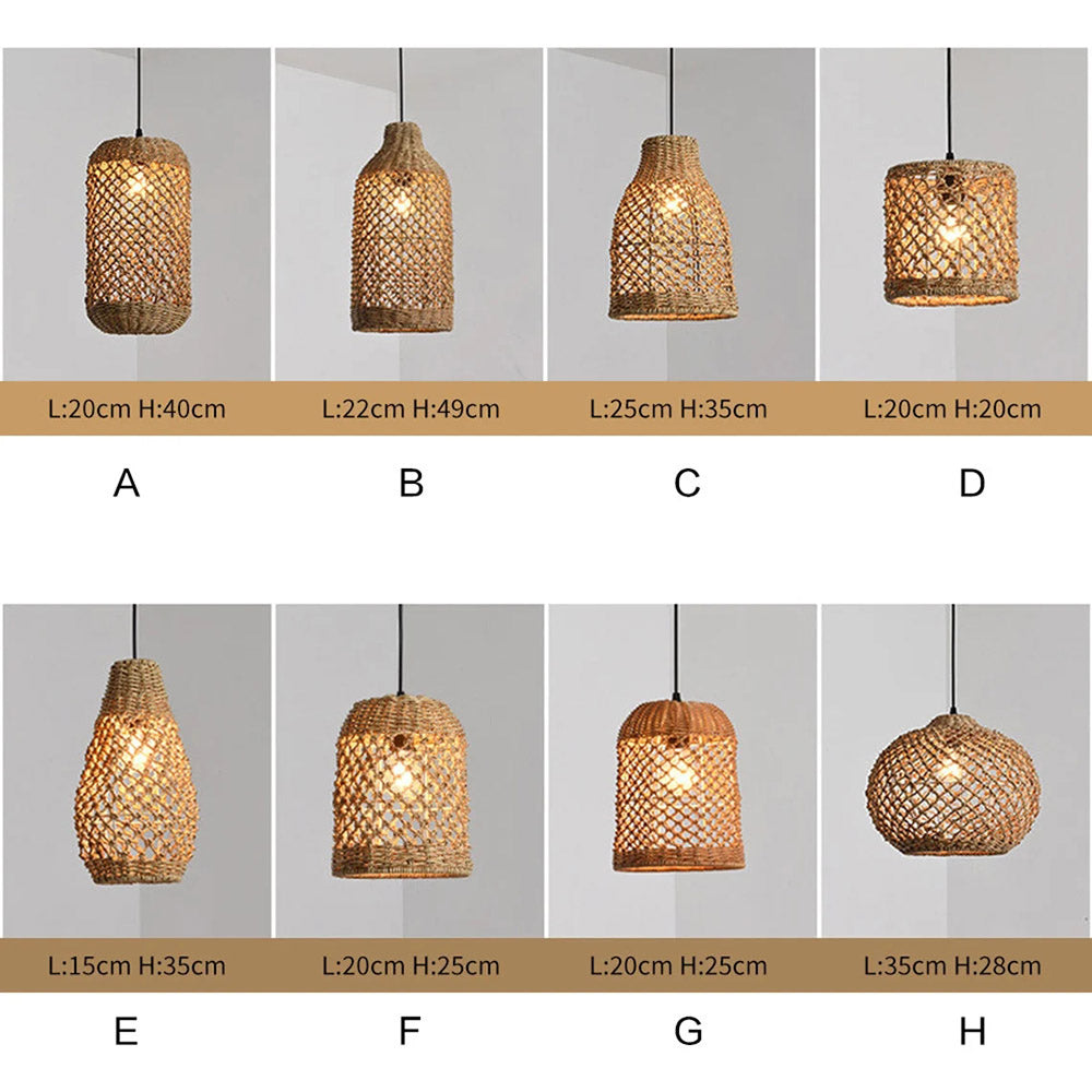 Natural Rattan Pastoral Style Pendant Light
