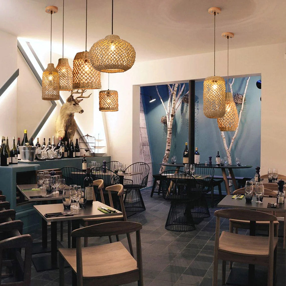 Natural Rattan Pastoral Style Pendant Light