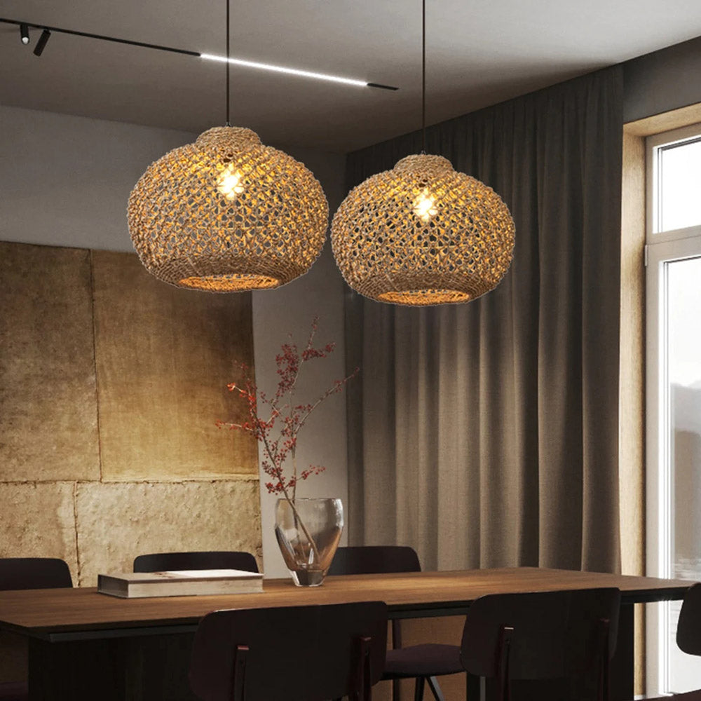 Natural Rattan Pastoral Style Pendant Light