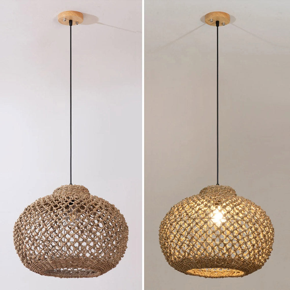 Natural Rattan Pastoral Style Pendant Light