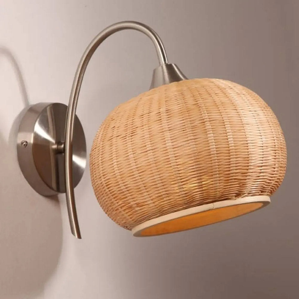 Rattan Lantern Shape Hanging Wall Sconce