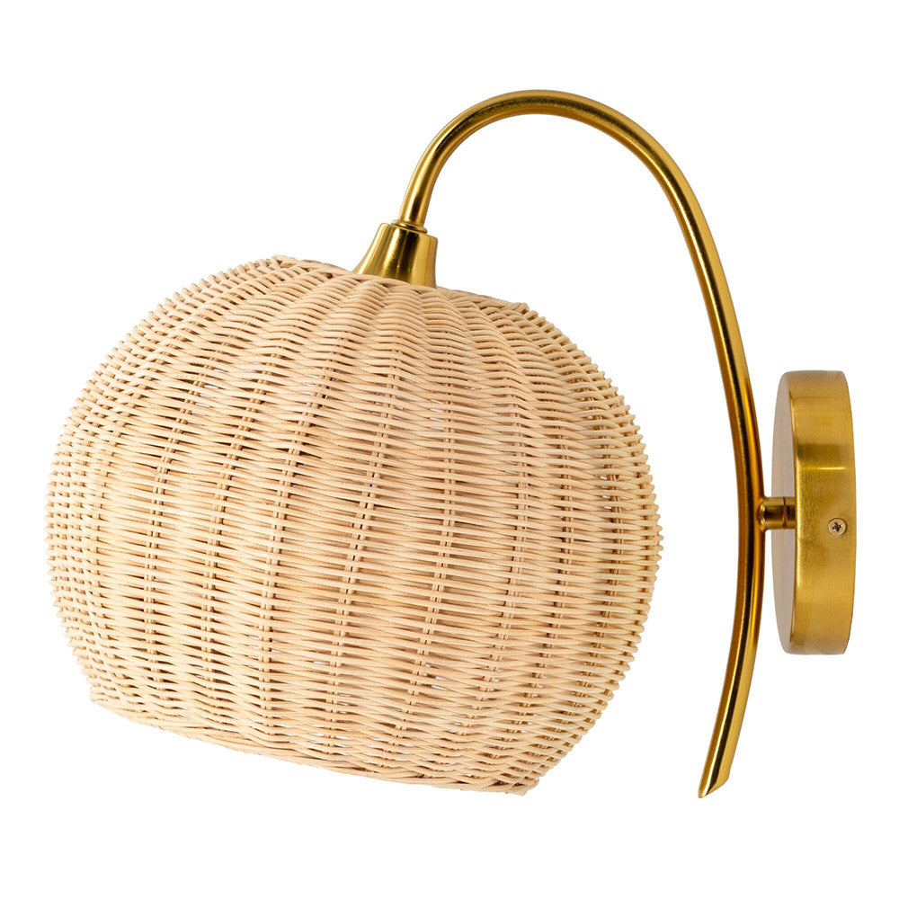 Rattan Lantern Shape Hanging Wall Sconce