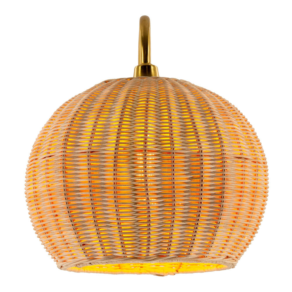 Rattan Lantern Shape Hanging Wall Sconce