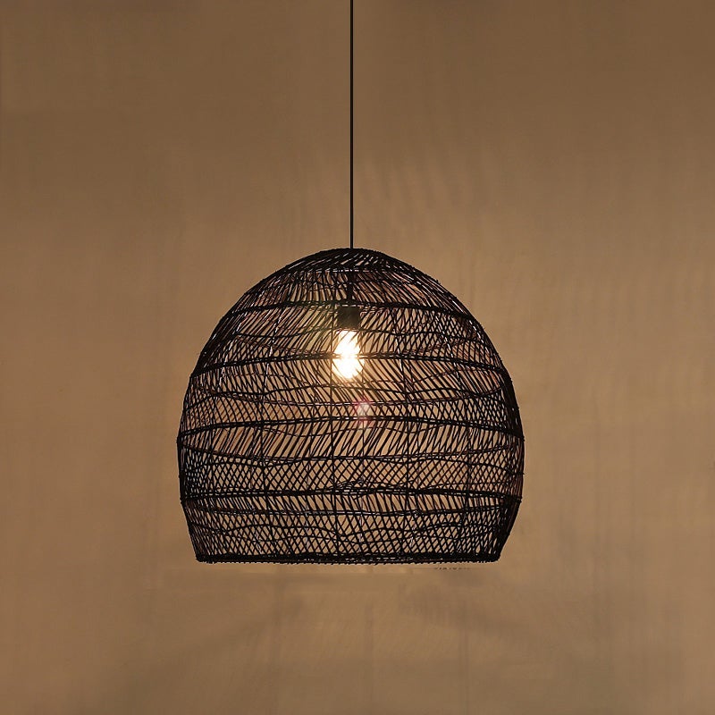 Basket Rattan Woven Pendant Light Shades Black
