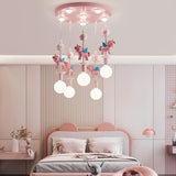 Load image into Gallery viewer, Pink Glass Ball Led Pendant Lights Children Living Room Decoration Hanging Lamp
