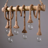 Load image into Gallery viewer, Vintage Bamboo Rope Chandelier Hemp Rope Pendant Lamp