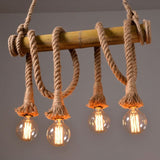 Load image into Gallery viewer, Vintage Bamboo Rope Chandelier Hemp Rope Pendant Lamp
