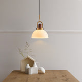 Load image into Gallery viewer, Modern Design Hanging Lamp White Glass Shade Pendant Light with Wooden Top