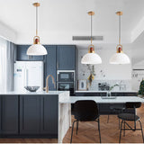Load image into Gallery viewer, Modern Design Hanging Lamp White Glass Shade Pendant Light with Wooden Top