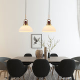 Load image into Gallery viewer, Modern Design Hanging Lamp White Glass Shade Pendant Light with Wooden Top