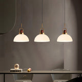 Load image into Gallery viewer, Modern Design Hanging Lamp White Glass Shade Pendant Light with Wooden Top