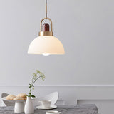 Load image into Gallery viewer, Modern Design Hanging Lamp White Glass Shade Pendant Light with Wooden Top