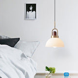 Load image into Gallery viewer, Modern Design Hanging Lamp White Glass Shade Pendant Light with Wooden Top