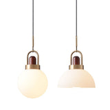 Load image into Gallery viewer, Modern Design Hanging Lamp White Glass Shade Pendant Light with Wooden Top