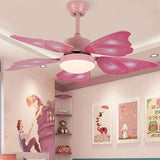 Load image into Gallery viewer, LED Acrylic Ceiling Fans Kids Pink/Blue 5 Butterfly Wing Blades Bedroom 42&quot; Wide