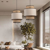 Load image into Gallery viewer, Linen Lampshade Rattan Weaving Pendant Lights