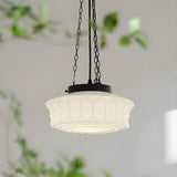 Load image into Gallery viewer, White Glass Vintage Round Pendant Light