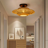 Load image into Gallery viewer, Black Bamboo Ceiling Light Flying Saucer Chandelier