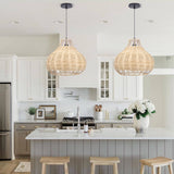 Load image into Gallery viewer, Hand-Woven Rattan Pendant Lampshade Wicker Chandelier