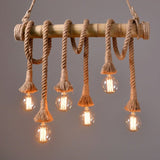 Load image into Gallery viewer, Vintage Bamboo Rope Chandelier Hemp Rope Pendant Lamp